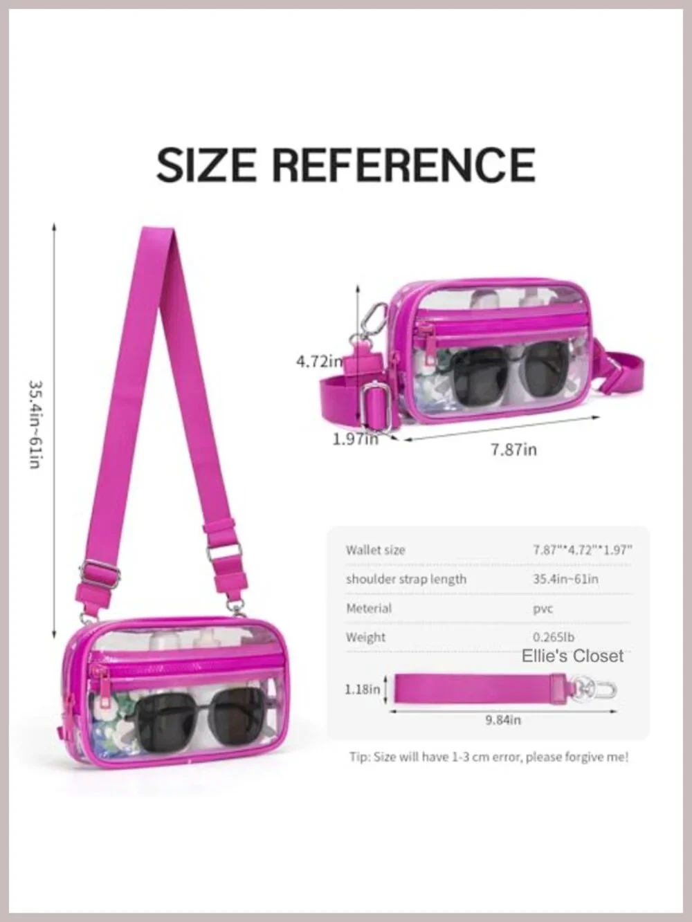 Clear Stadium Approved Wristlet Crossbody Bag Women RFID Water-Resistant PVC 4